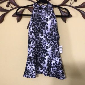 Leopard High Neck Peplum Top